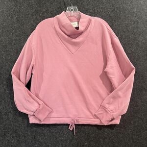 Varley Betsy Sweatshirt Womens XS Pink DoubleSoft Funnel Cowl Neck Drawstring